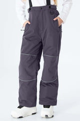 Girls' Gray Reflective Trim Insulated Snow Pants