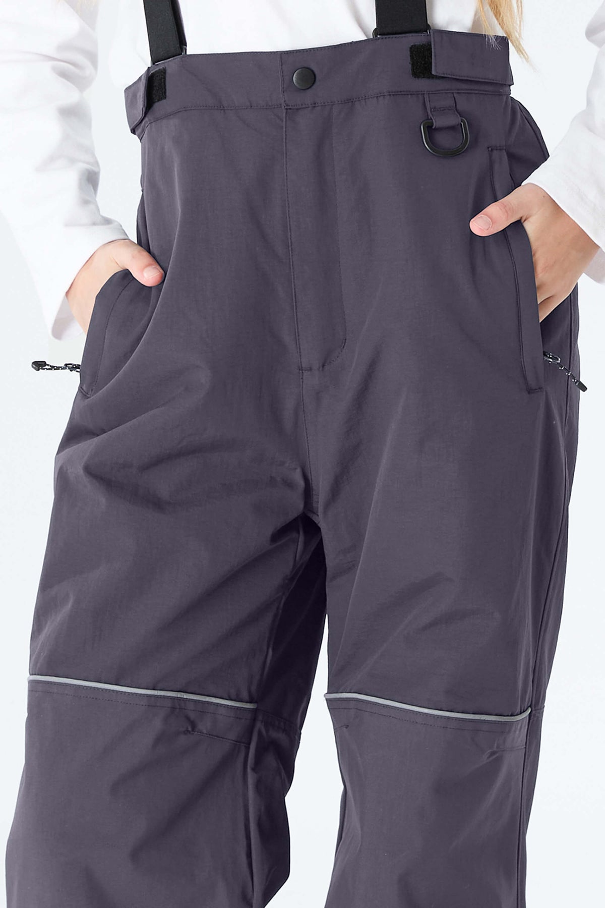 Girls' Gray Reflective Trim Insulated Snow Pants