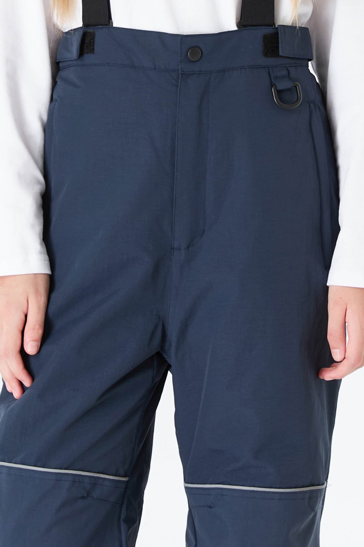 Girls' Navy Blue Reflective Trim Insulated Snow Pants