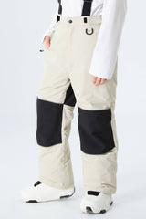 Boys' Gray Color-Block Reflective Snow Pants With Detachable Suspenders