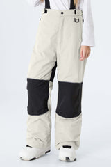 Girls' Lavender Color-Block Reflective Snow Pants With Detachable Suspenders