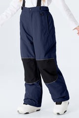 Girls' Rose Color-Block Reflective Snow Pants With Detachable Suspenders
