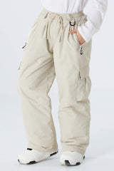 Boys' Brown Utility Baggy Insulated Cargo Snow Pants