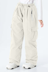 Girls' Navy Blue Baggy Insulated Cargo Snow Pants