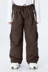 Boys' Off White Baggy Insulated Cargo Snow Pants