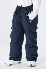 Boys' Navy Blue Baggy Insulated Cargo Snow Pants