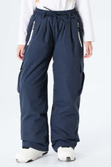 Girls' Black Baggy Insulated Cargo Snow Pants
