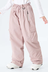 Girls' Off White Baggy Insulated Cargo Snow Pants