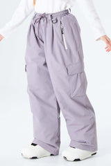 Girls' Navy Blue Baggy Insulated Cargo Snow Pants