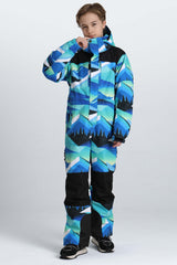 Boys' Off White Insulated One Piece Snow Suit with Fleece-Lined Collar