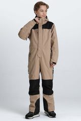 Boys' Blue Insulated One Piece Snow Suit with Fleece-Lined Collar