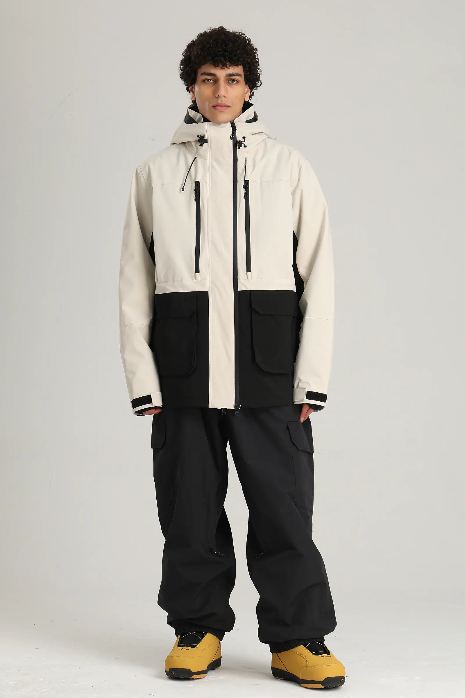Men's Off White Technical Contrast Insulated Baggy Snow Jacket