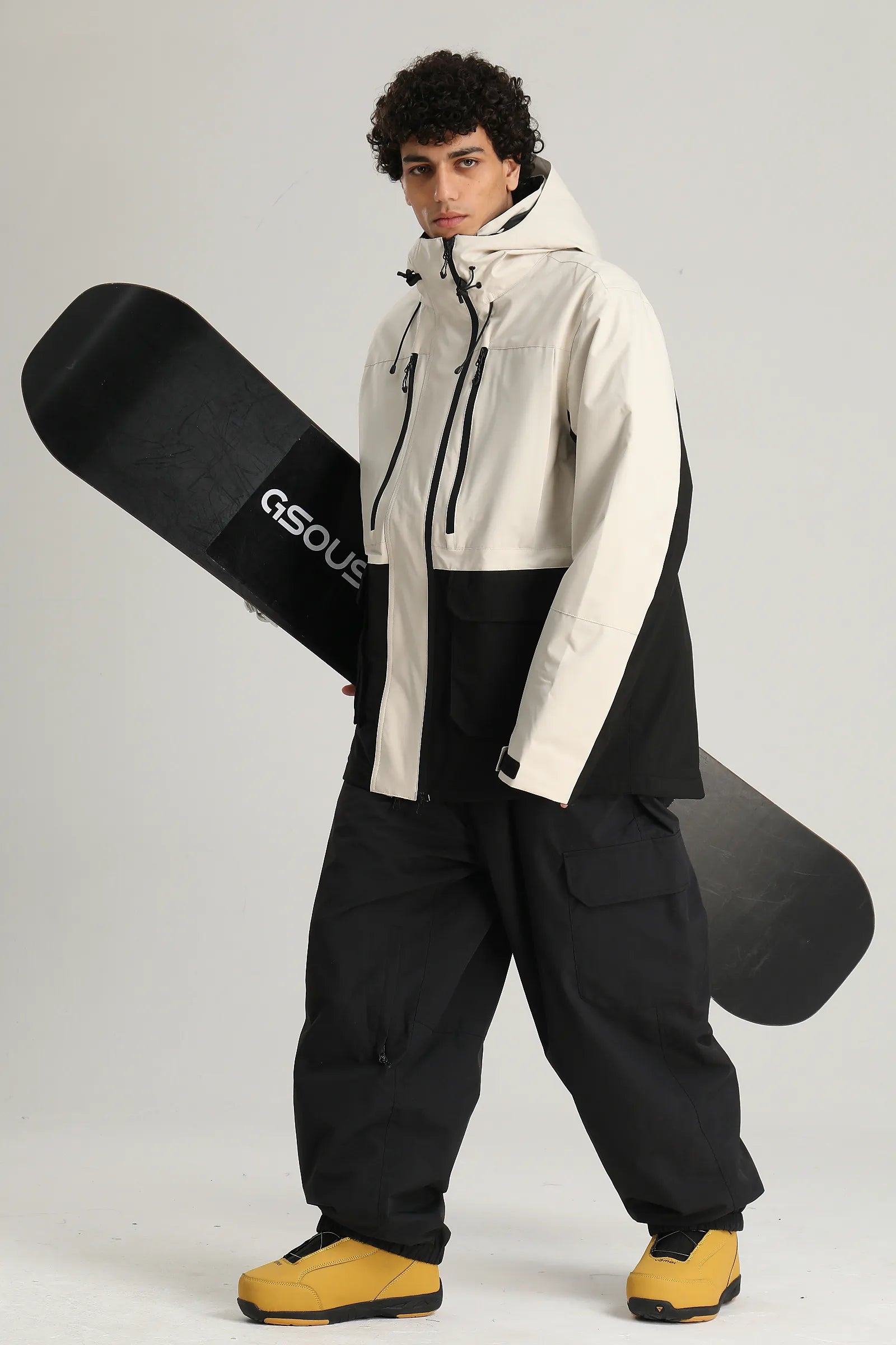 Men's Off White Technical Contrast Insulated Baggy Snow Jacket