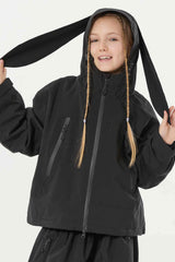 Girl's Pink insulated Snow Jacket With Detachable Ear Hood