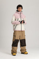 Men's Black & White Color Block Baggy Fit Insulated Snow Jacket