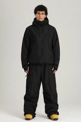 Men's Black & White Color Block Baggy Fit Insulated Snow Jacket