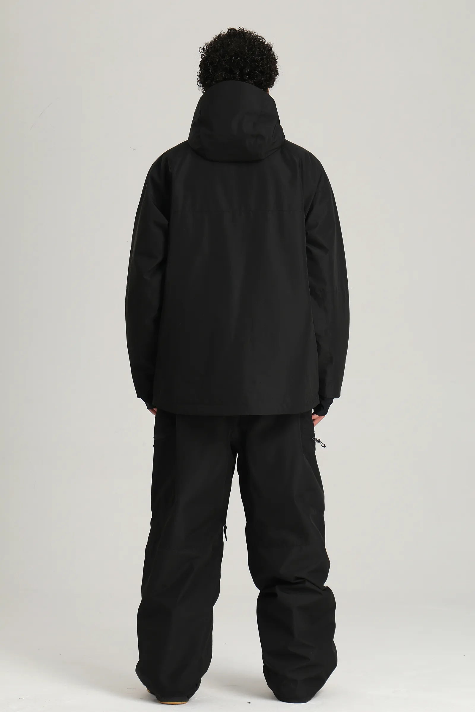 Men's Black Color Block Baggy Fit Insulated Snow Jacket