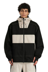 Men's Brown & Black Color Block Corduroy Retro Utility Snow Jacket