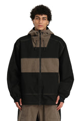 Men's Brown & Black Color Block Corduroy Retro Utility Snow Jacket