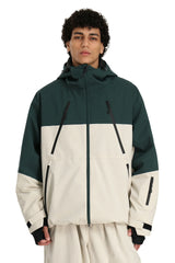 Men's Black Color Block Utility Multi-Pocket Insulated Snow Jacket