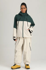 Women's Black Color Block Utility Multi-Pocket Insulated Snow Jacket