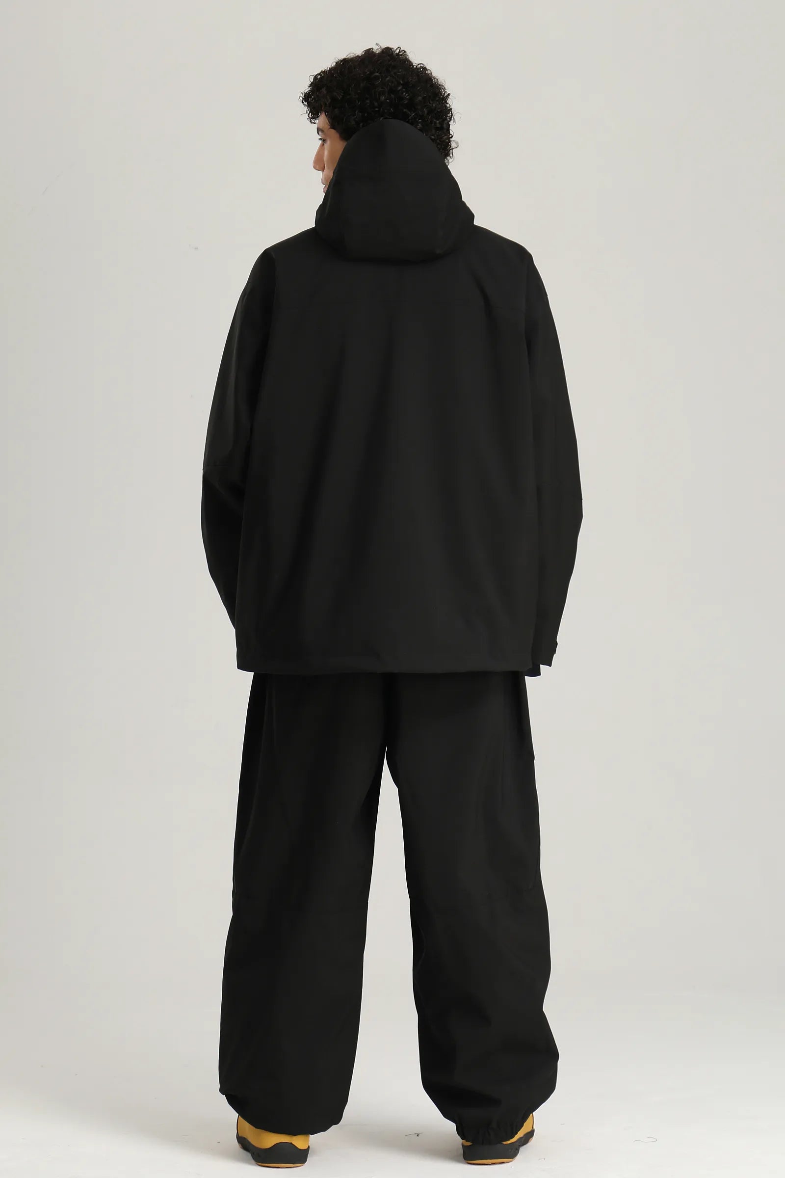 Men's Black Color Block Utility Multi-Pocket Insulated Snow Jacket