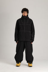 Men's Black Utility Minimal Contrast Stitch Insulated Snow Jacket