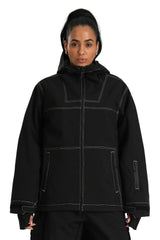 Women's Black Utility Minimal Contrast Stitch Insulated Snow Jacket