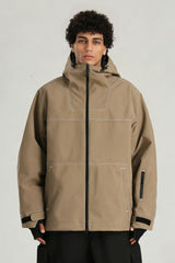 Men's Black Utility Minimal Contrast Stitch Insulated Snow Jacket
