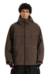 Men's Black Utility Minimal Contrast Stitch Insulated Snow Jacket