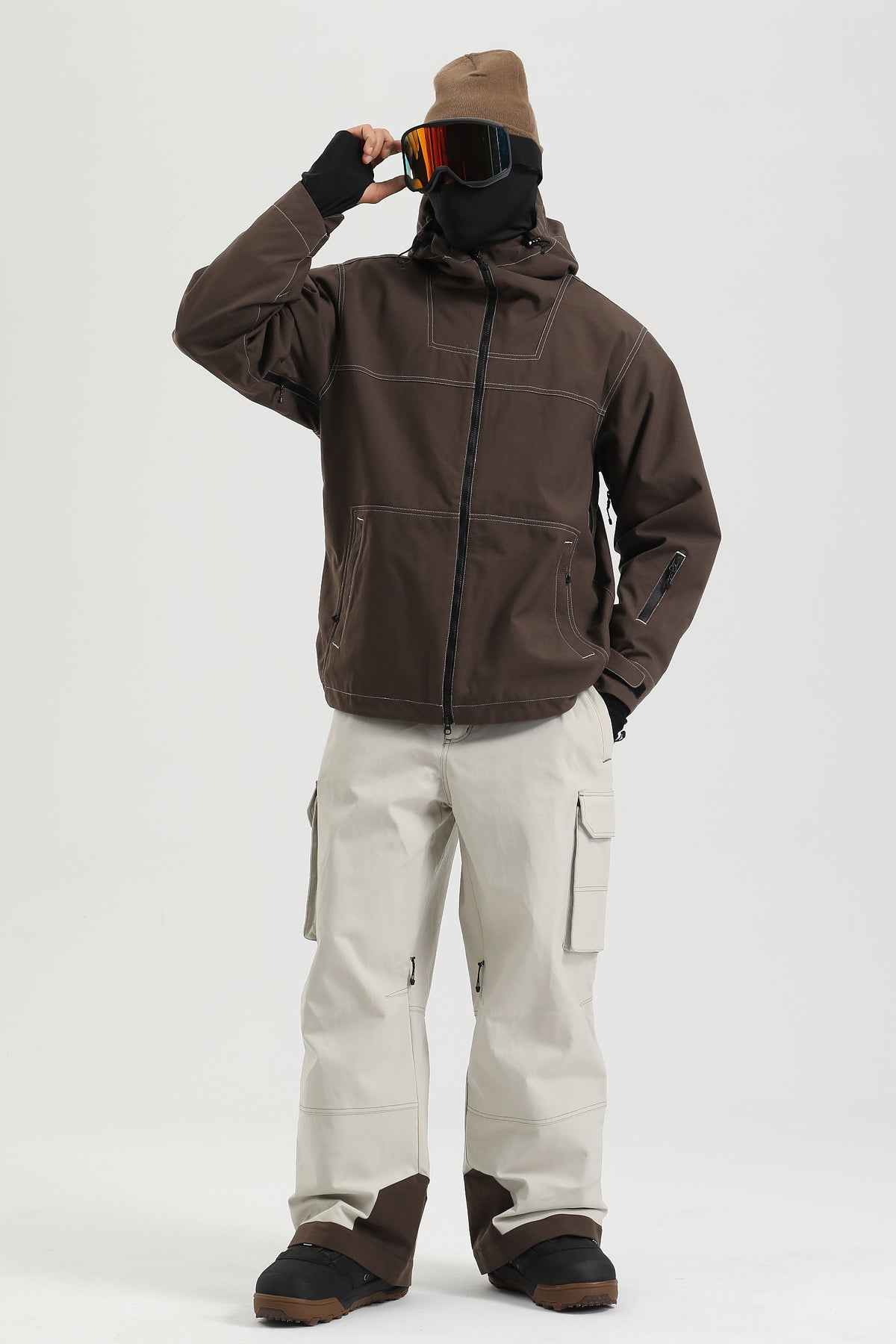 Men's Off White Utility Contrast-Stitch Baggy Snow Pants