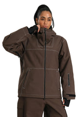 Women's Black Utility Minimal Contrast Stitch Insulated Snow Jacket