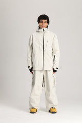 Men's Off White Relaxed Fit Technical Utility Snow Jacket