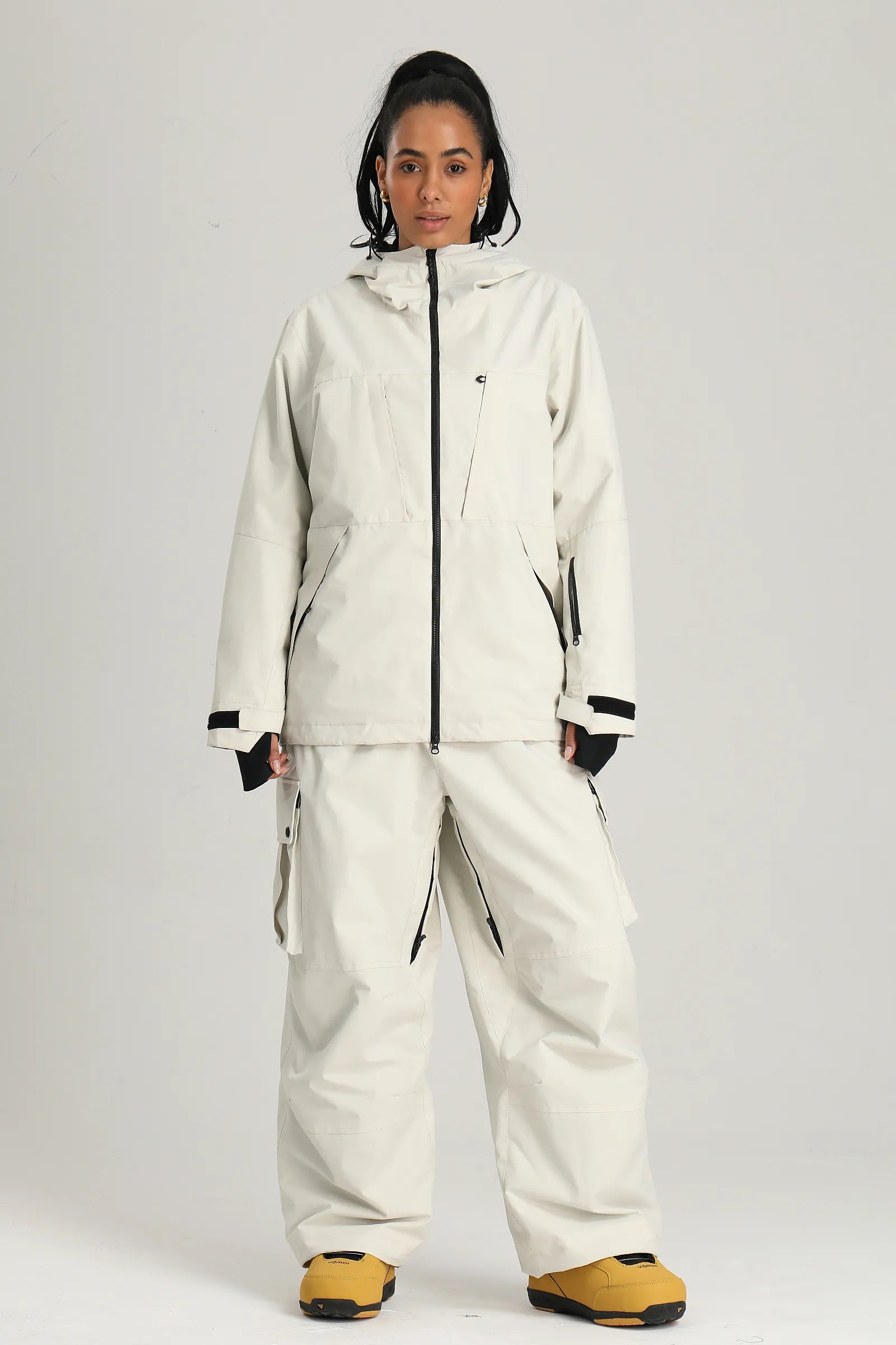 Women's Off White Relaxed Fit Technical Utility Snow Jacket