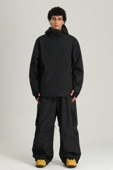 Men's Black Relaxed Fit Technical Utility Snow Jacket