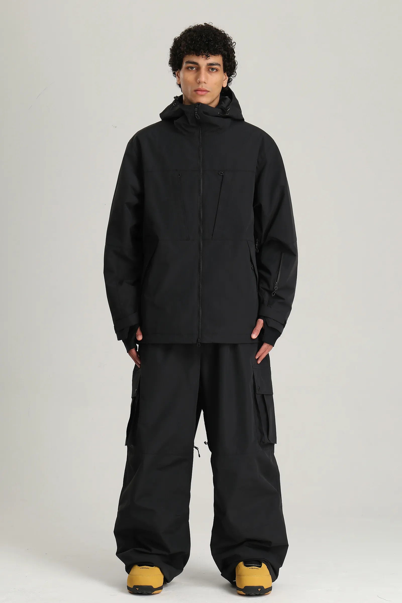 Men's Black Relaxed Fit Technical Utility Snow Jacket