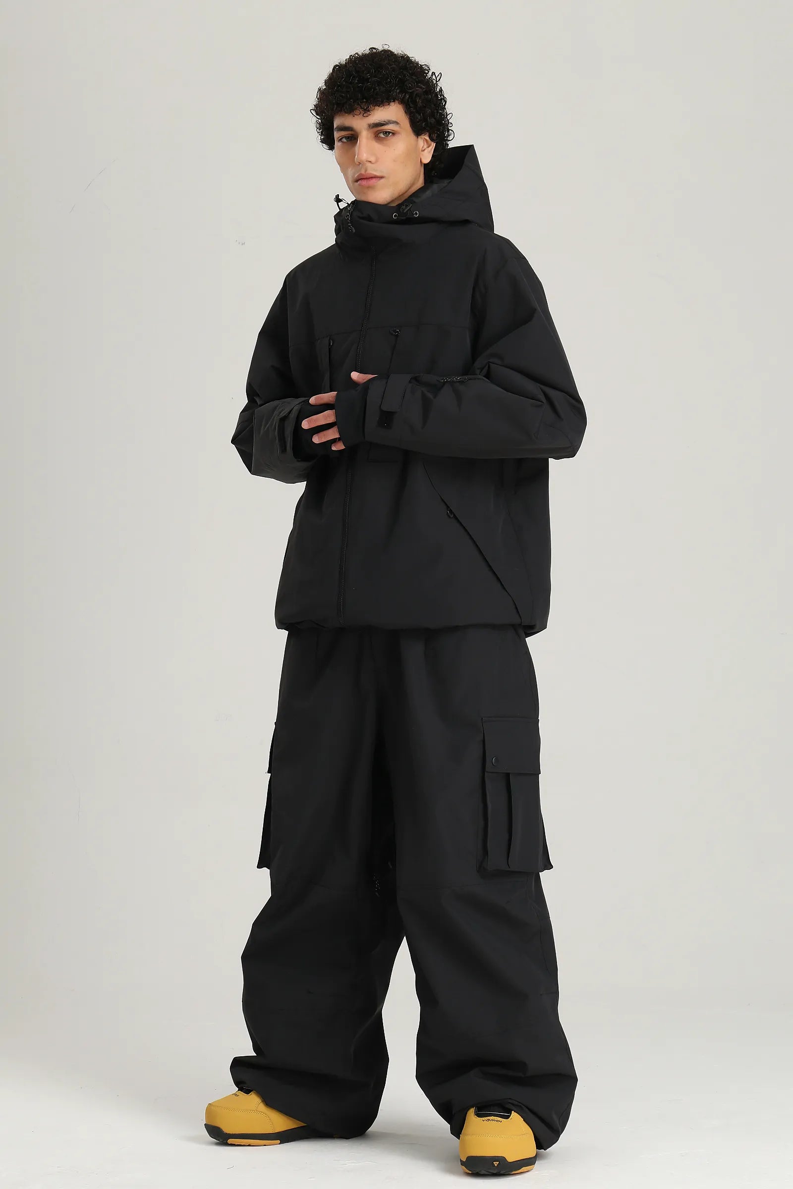 Men's Black Relaxed Fit Technical Utility Snow Jacket
