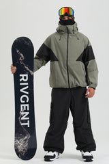 Men's Off White Durable Outdoor Oversized Silhouette Snowboard Jacket