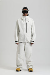 Men's Black Performance Fabric Trendy Chest Pockets Oversized Snow Jacket