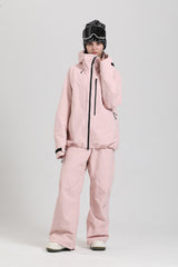 Women's Black Performance Fabric Trendy Chest Pockets Oversized Snow Jacket