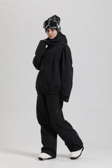 Women's Black Waterproof Technical Relaxed Fit Adjustable Storm Hood Ski Jacket