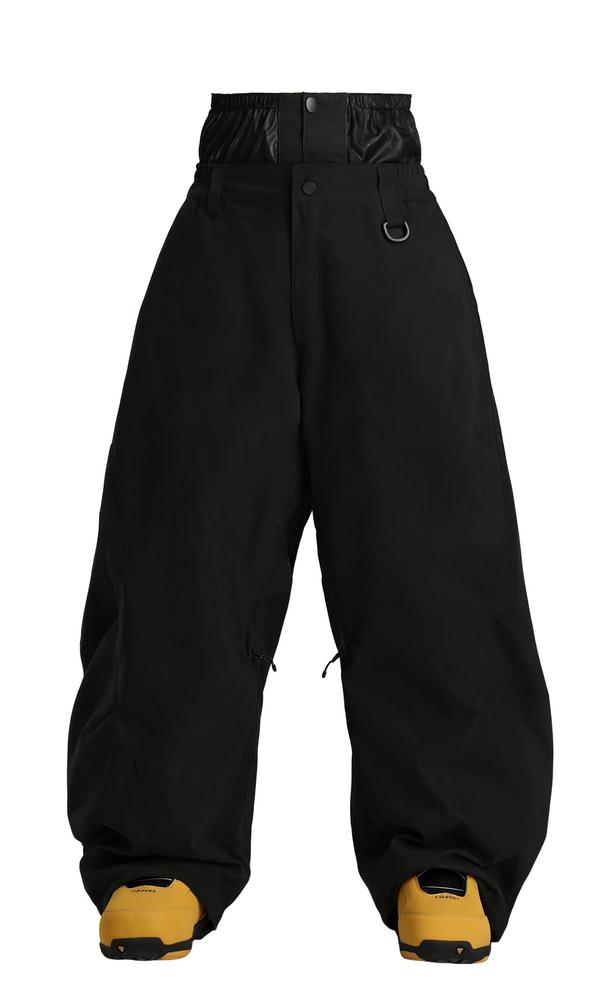 Men's Black Articulated Fit Brushed Relaxed Tapered Snow Pants