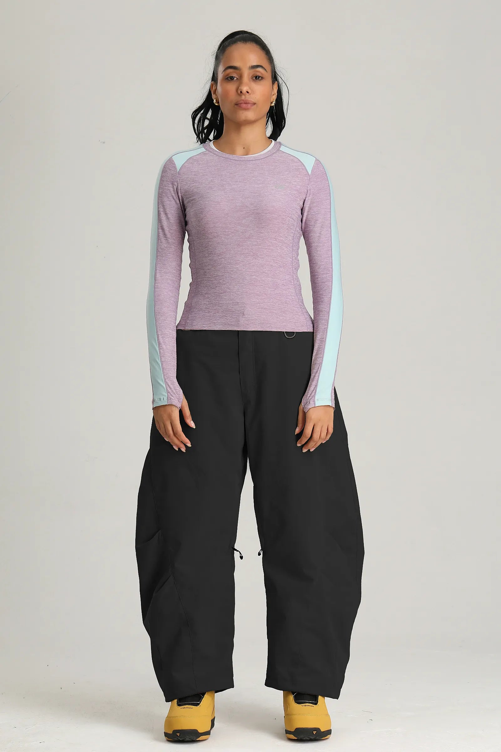 Women's Black Articulated Fit Brushed Relaxed Tapered Snow Pants