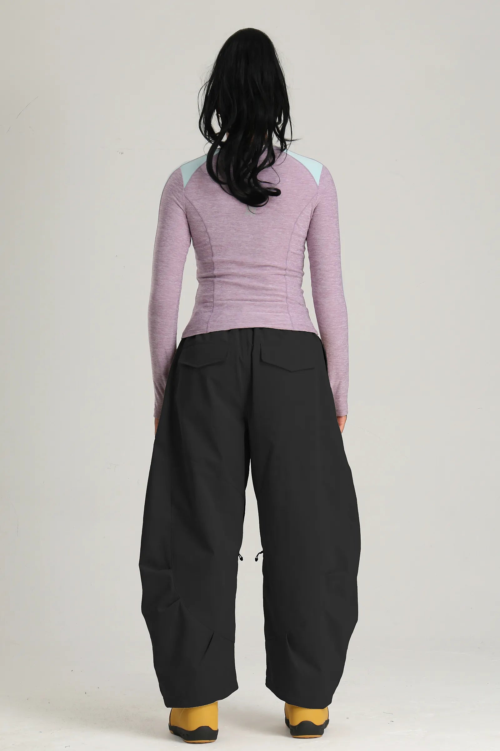 Women's Black Articulated Fit Brushed Relaxed Tapered Snow Pants