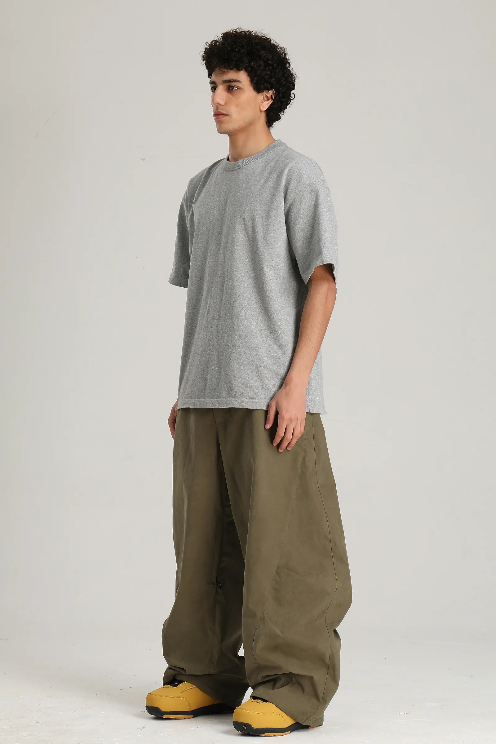 Men's Dark Green Articulated Fit Brushed Relaxed Tapered Snow Pants
