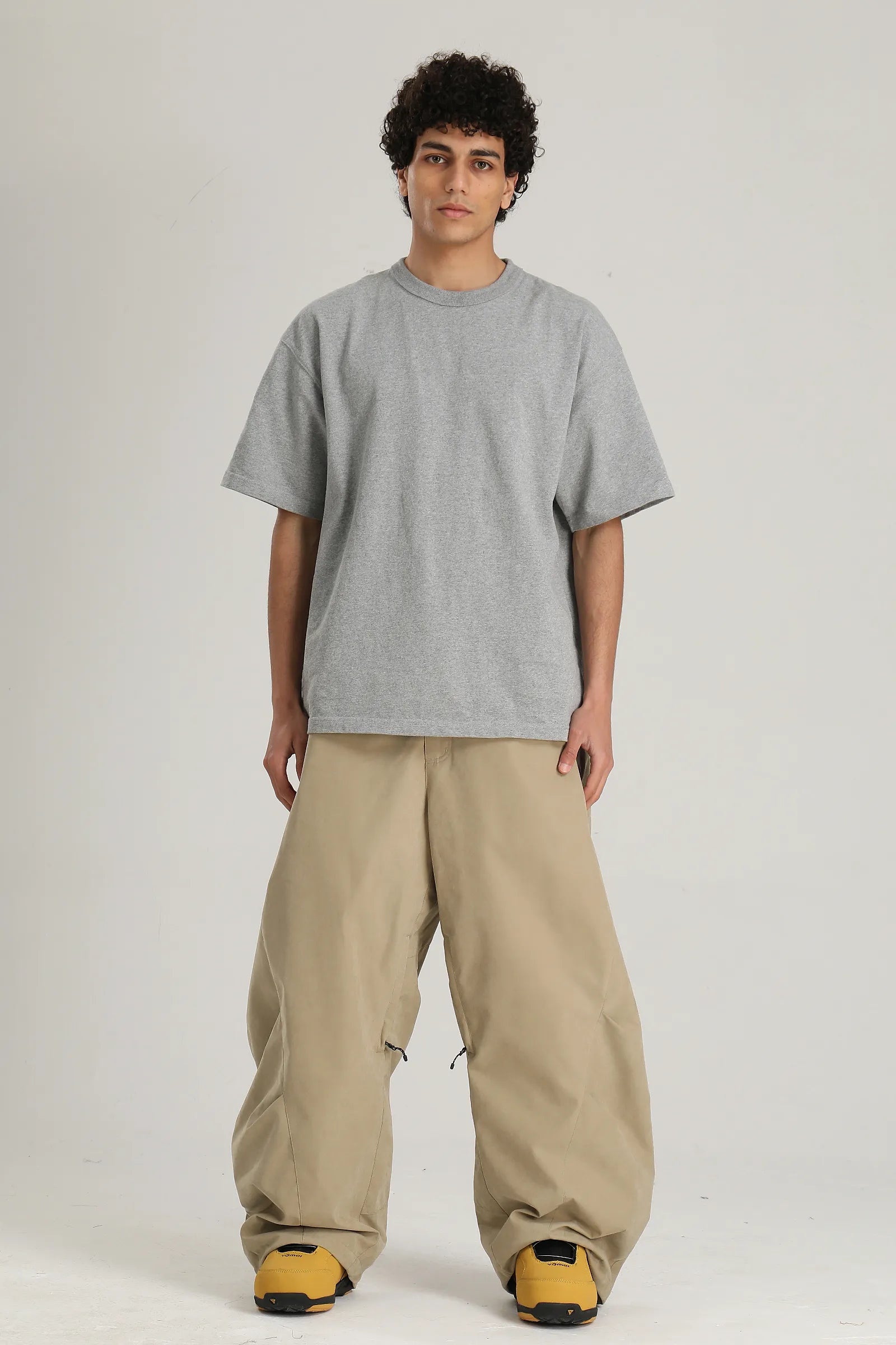 Men's Khaki Articulated Fit Brushed Relaxed Tapered Snow Pants