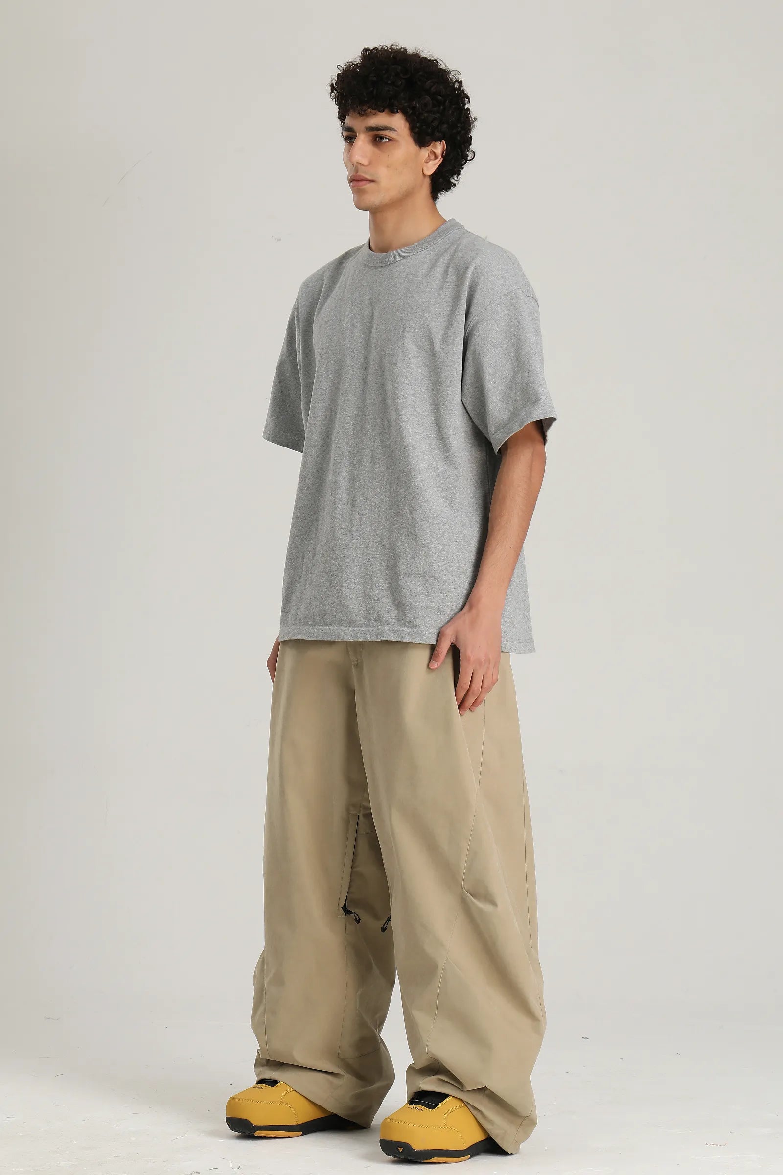 Men's Khaki Articulated Fit Brushed Relaxed Tapered Snow Pants