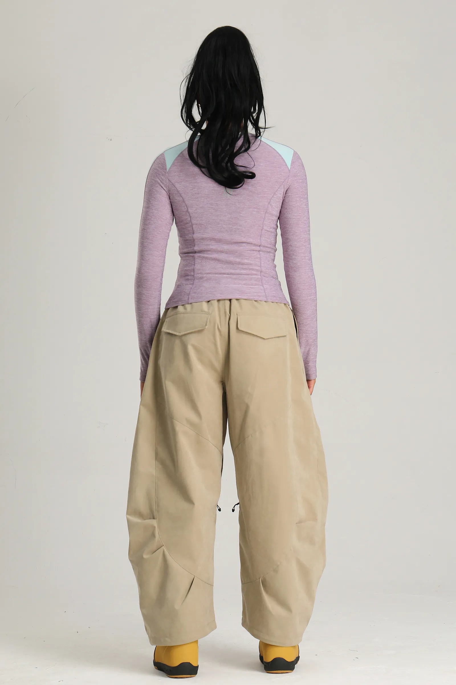 Women's Khaki Articulated Fit Brushed Relaxed Tapered Snow Pants