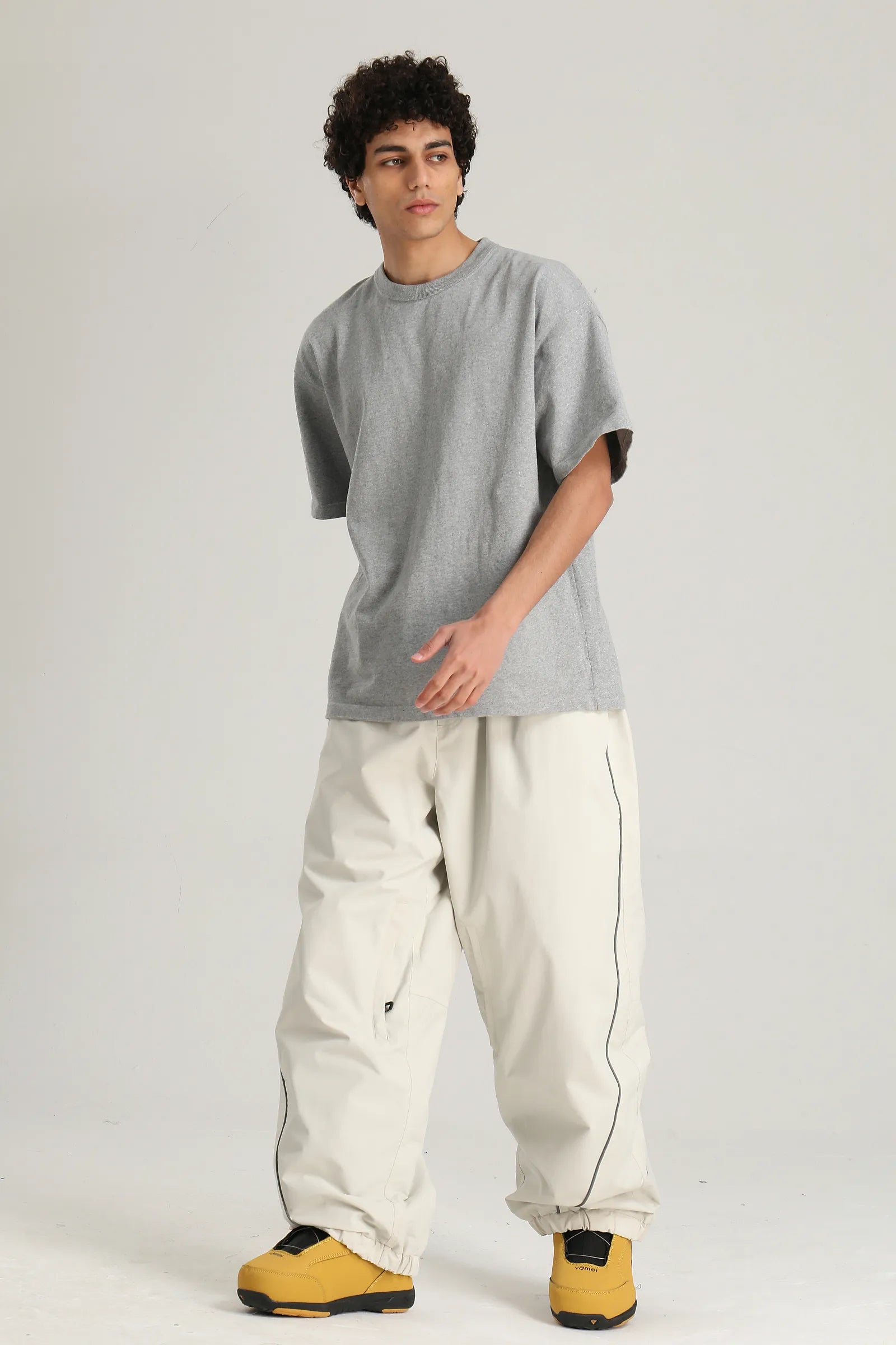 Men's Off White Color Baggy Reflective Snow Pants