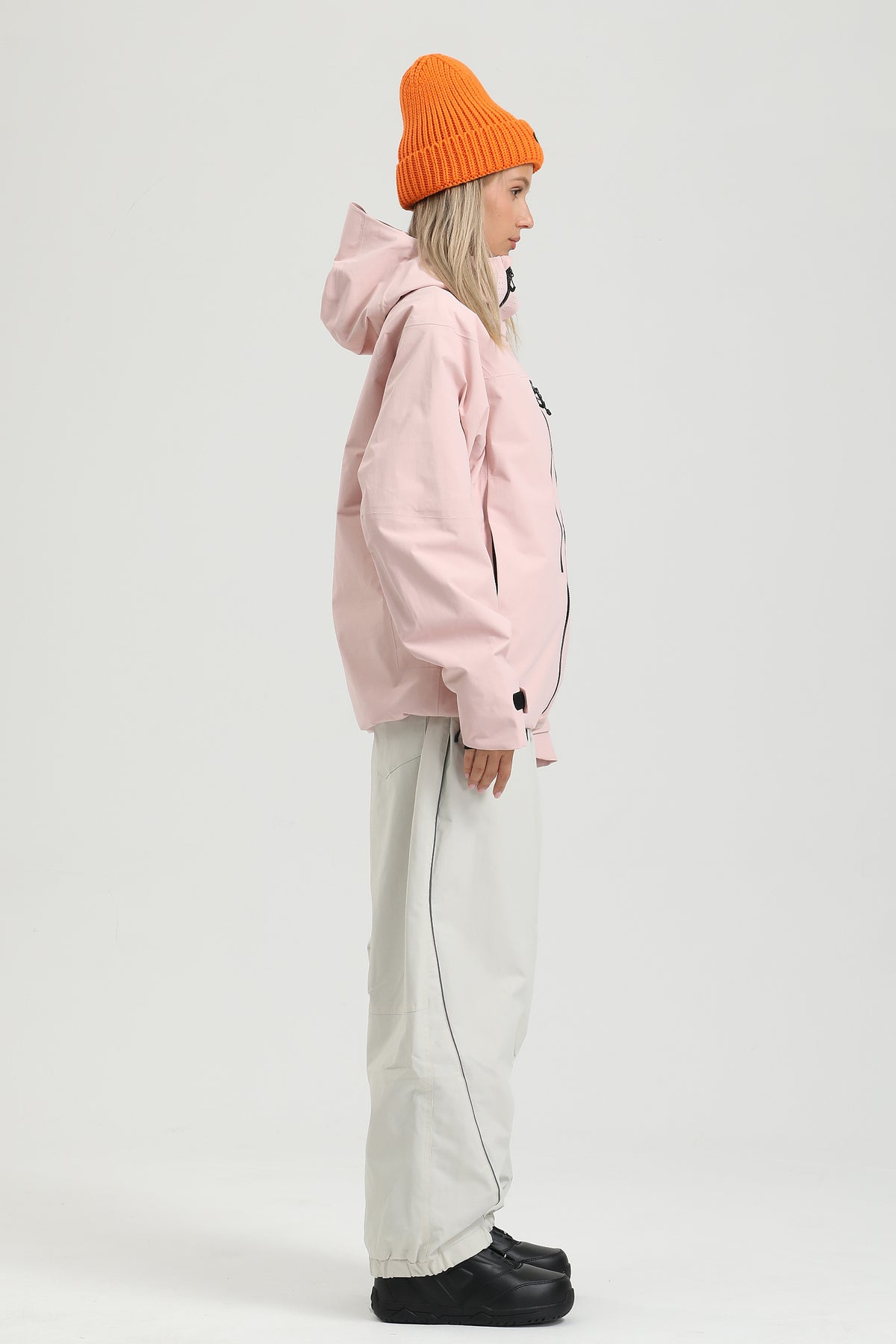 Pantalon de neige réfléchissant baggy blanc cassé pour femme